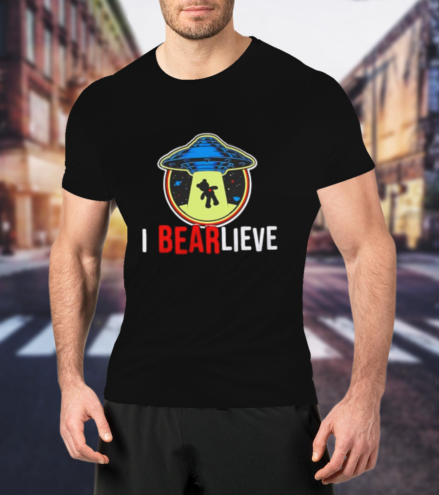 UFO I BEARlieve Alien Abduction Bear Spaceship T-Shirt
