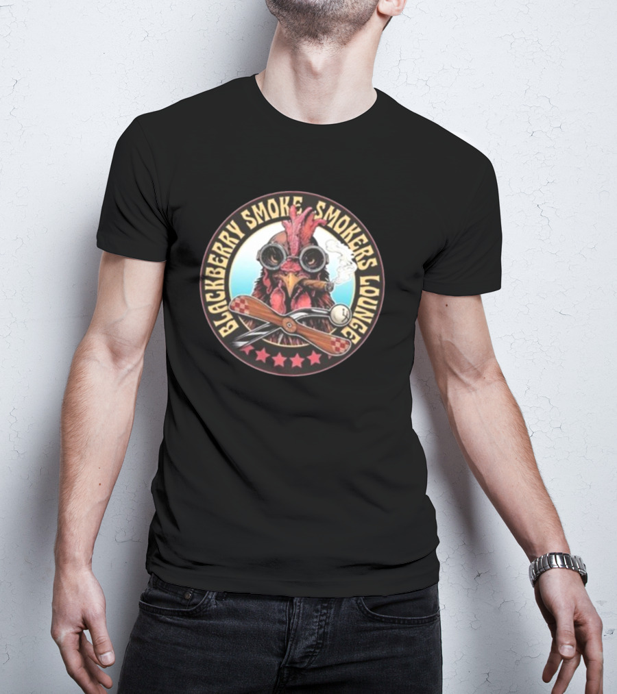 Blackberry Smoke Smokers Lounge Rooster With Cigar And Aviator Goggles T-Shirt