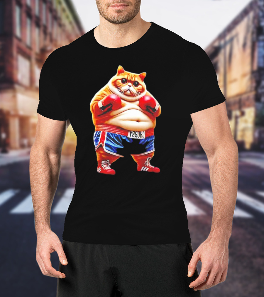 Boxing Gym Anime Meme Cat With Gloves And Chunky Shorts T-Shirt