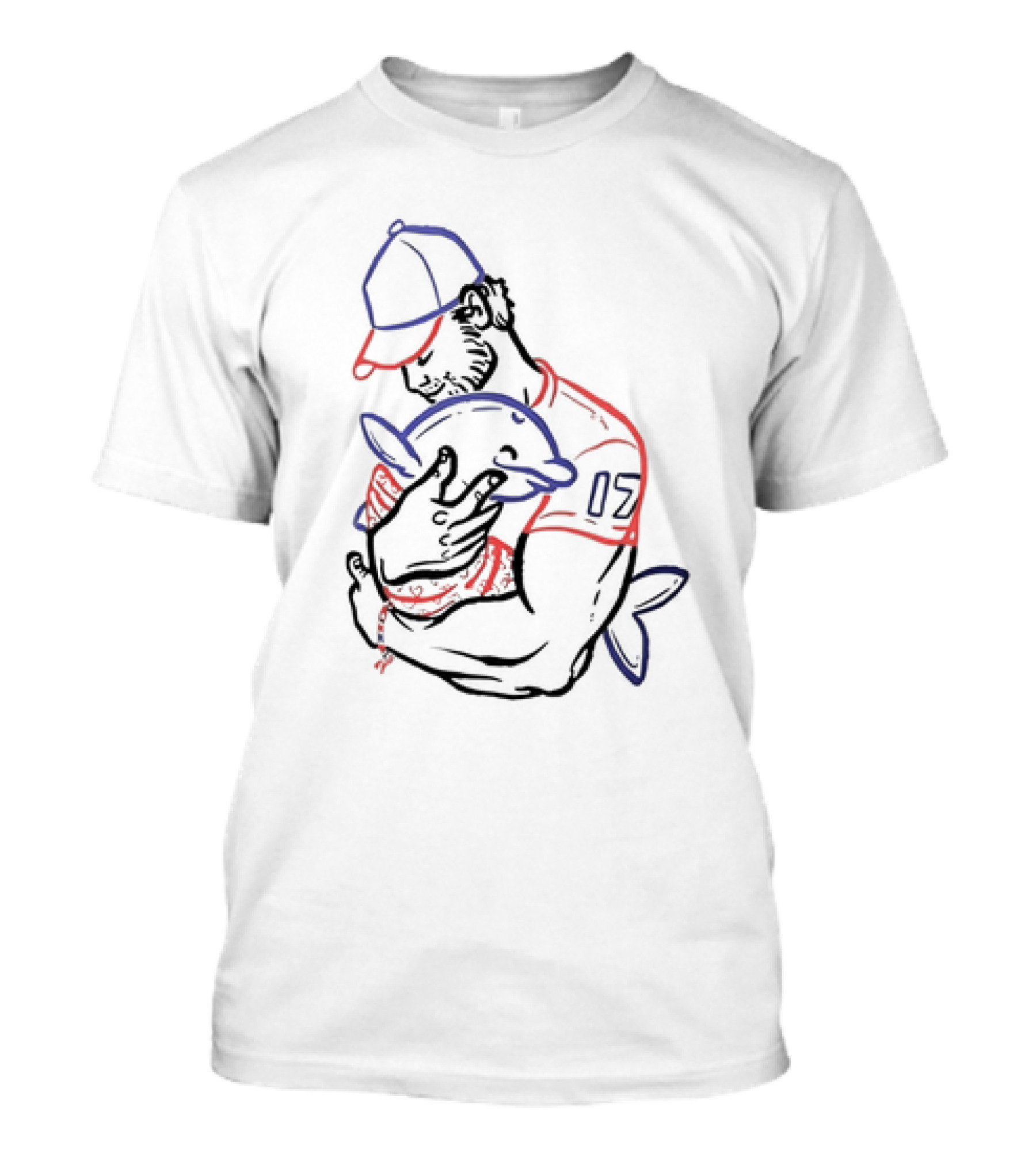 I Love You Dad Fish 17 Baseball Player Hugging Dolphin T-Shirt
