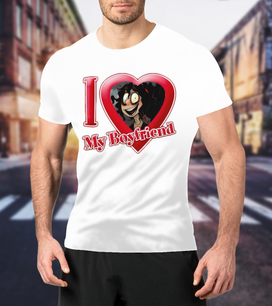 I Love My Boyfriend Heart Cartoon Face T-Shirt