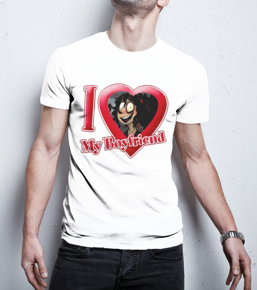 I Love My Boyfriend Heart Cartoon Face T-Shirt