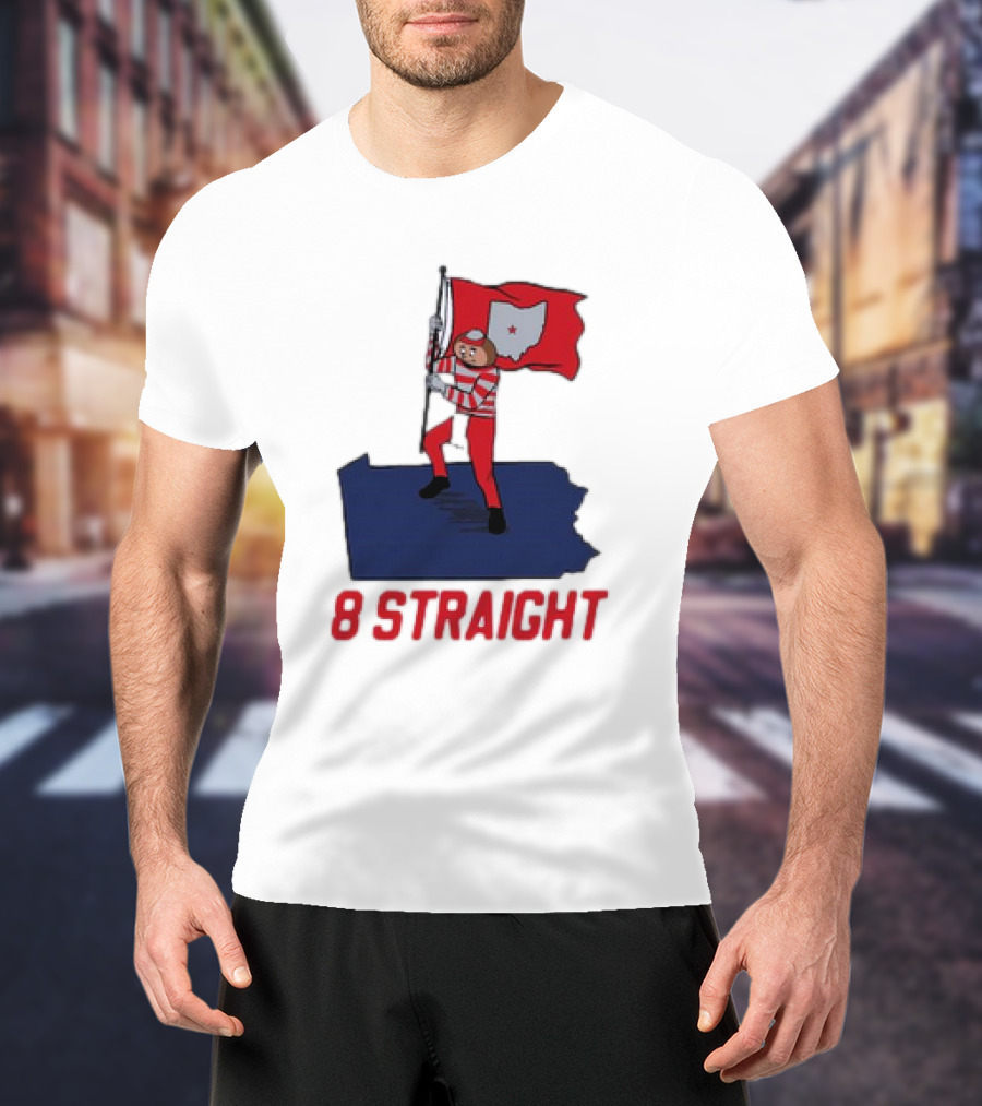 Ohio State Buckeyes Brutus Holding Flag 8 Straight T-Shirt