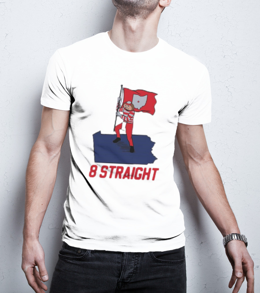 Ohio State Buckeyes Brutus Holding Flag 8 Straight T-Shirt