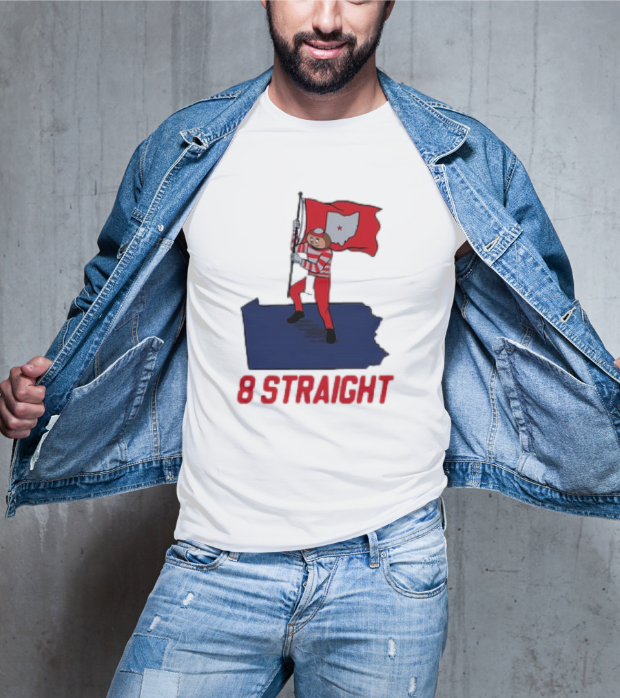 Ohio State Buckeyes Brutus Holding Flag 8 Straight T-Shirt