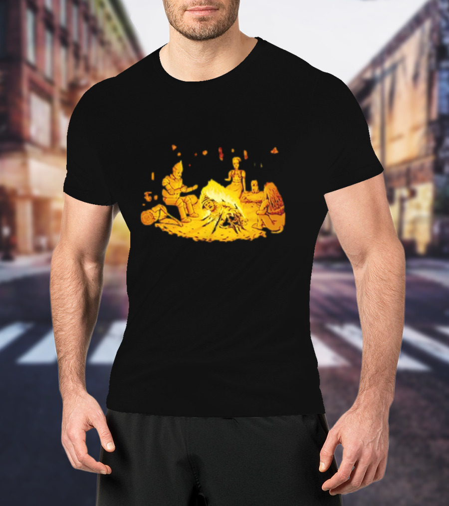Cisco Ramon Campfire Wizard Of Oz Characters Marshmallow Roasting Scene T-Shirt
