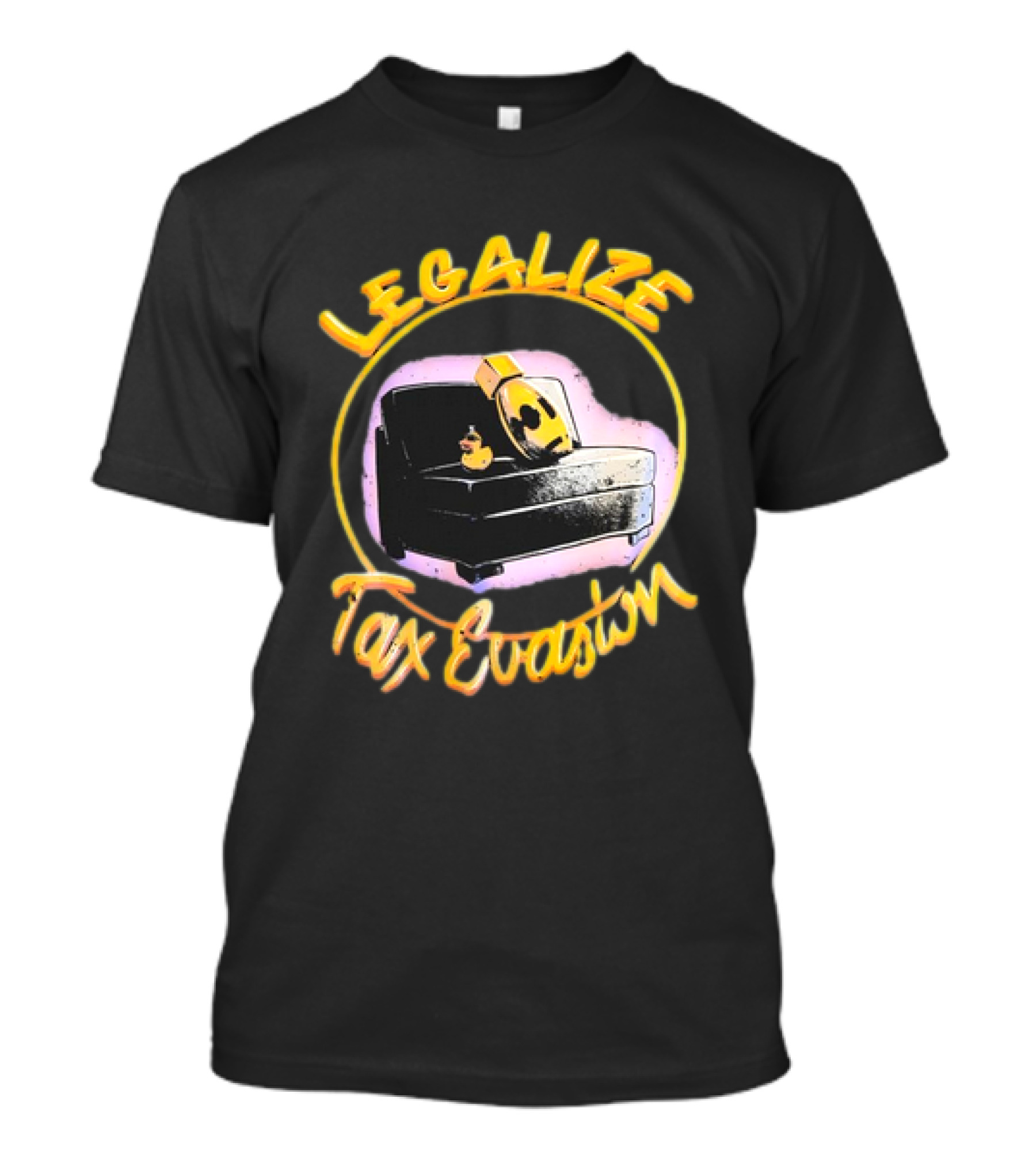 LEGALIZE TAX EVASION Rubber Duck On Couch T-Shirt