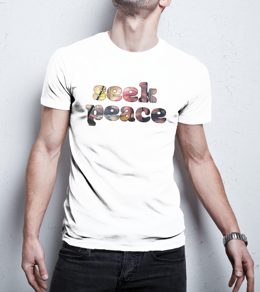 Seek Peace Classic Bohemian Colorful Lettering T-Shirt
