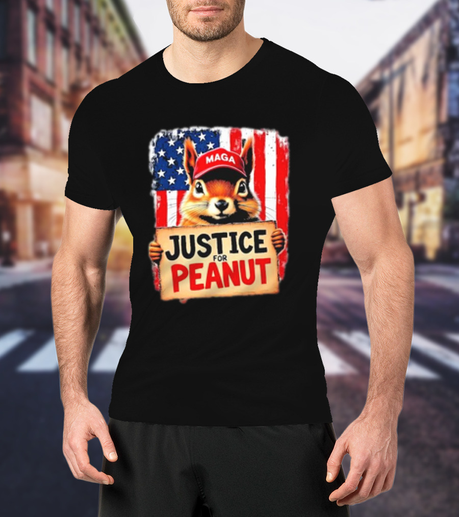 Justice For Peanut The Squirrel MAGA American Flag T-Shirt