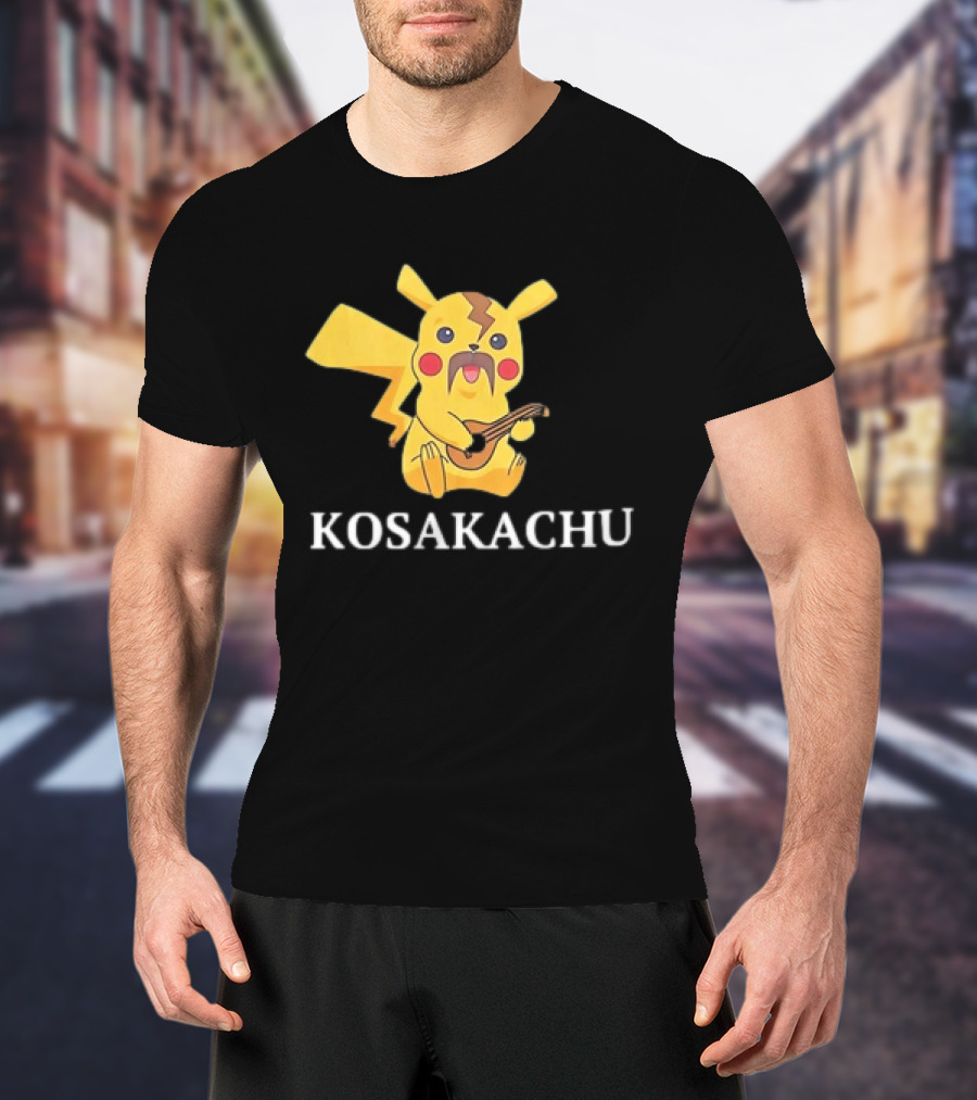 Kosakachu Pikachu Playing Guitar With Moustache T-Shirt