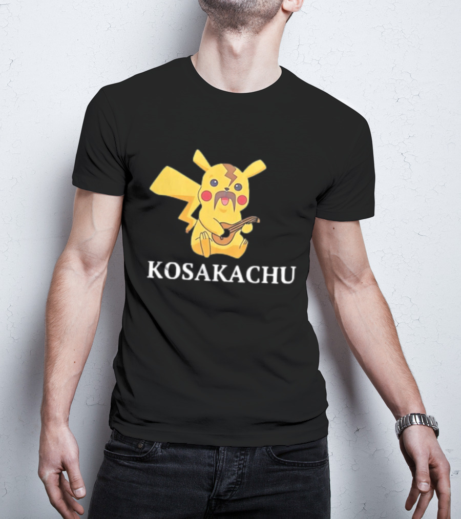 Kosakachu Pikachu Playing Guitar With Moustache T-Shirt