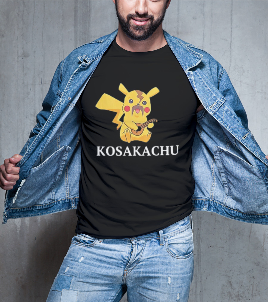 Kosakachu Pikachu Playing Guitar With Moustache T-Shirt
