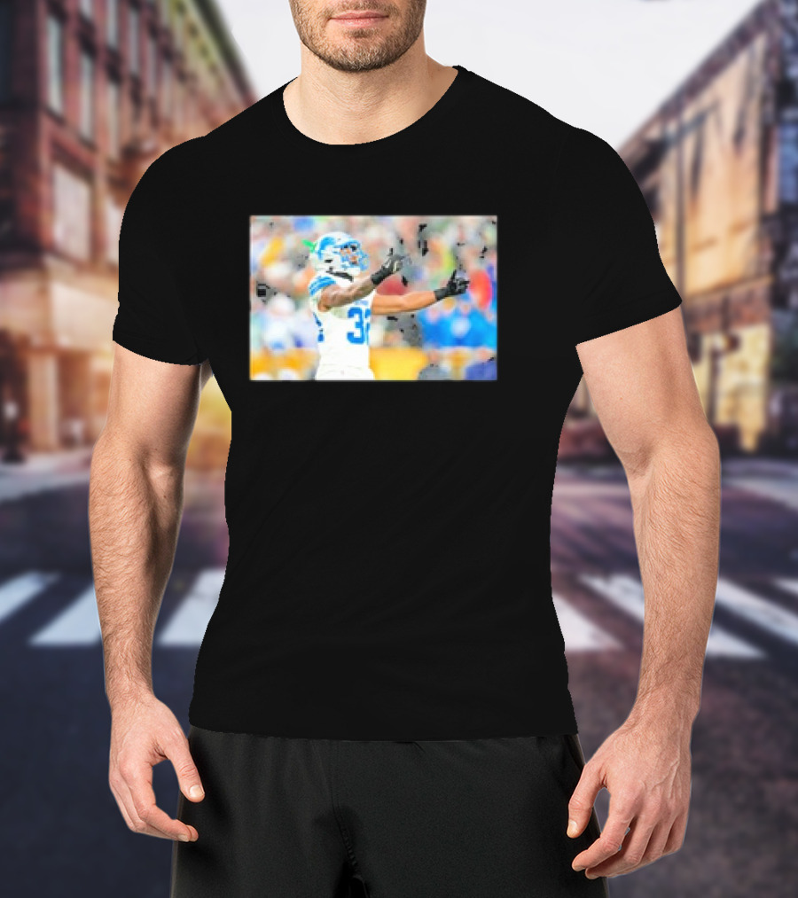 Lions Brian Branch Gesture Iconic Football Action T-Shirt