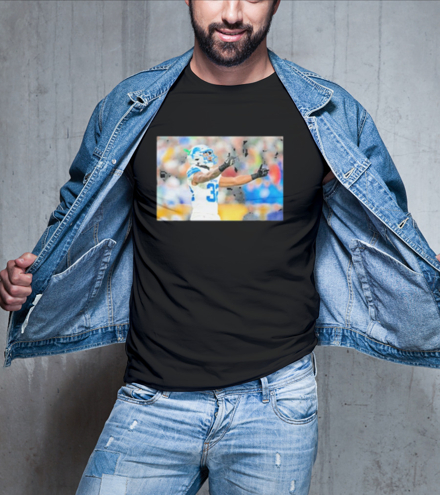 Lions Brian Branch Gesture Iconic Football Action T-Shirt
