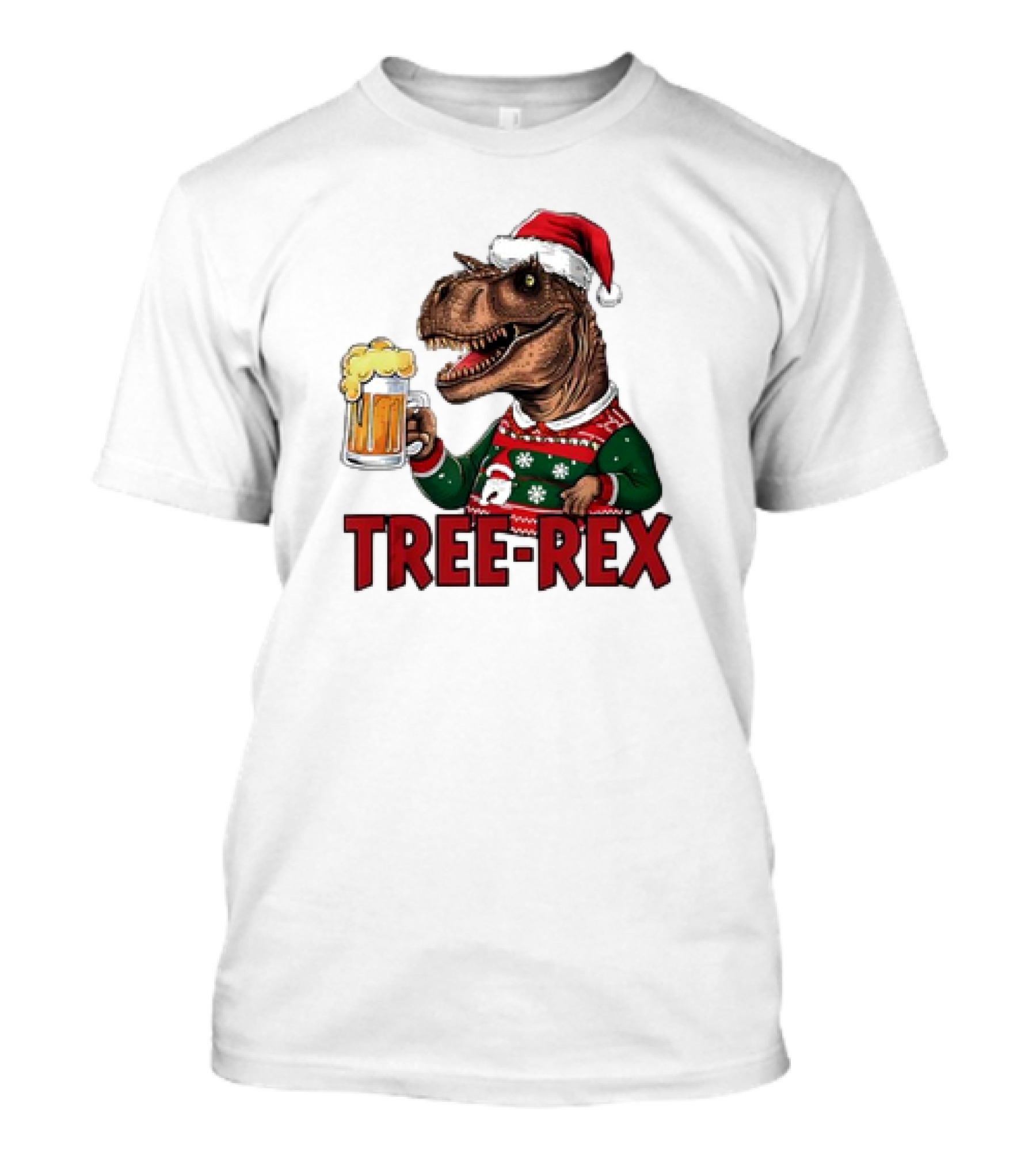 Christmas Tree-Rex Ugly Sweater Merry Beer Dinosaur Trex T-Shirt