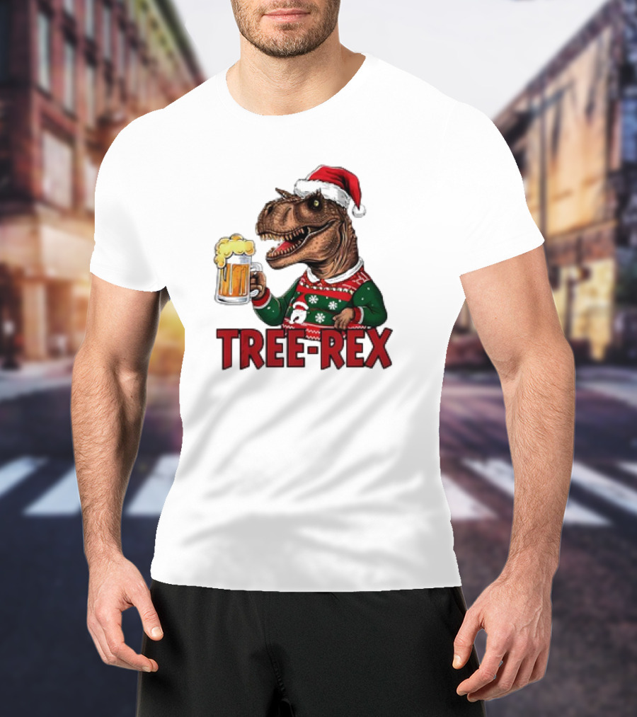 Christmas Tree-Rex Ugly Sweater Merry Beer Dinosaur Trex T-Shirt