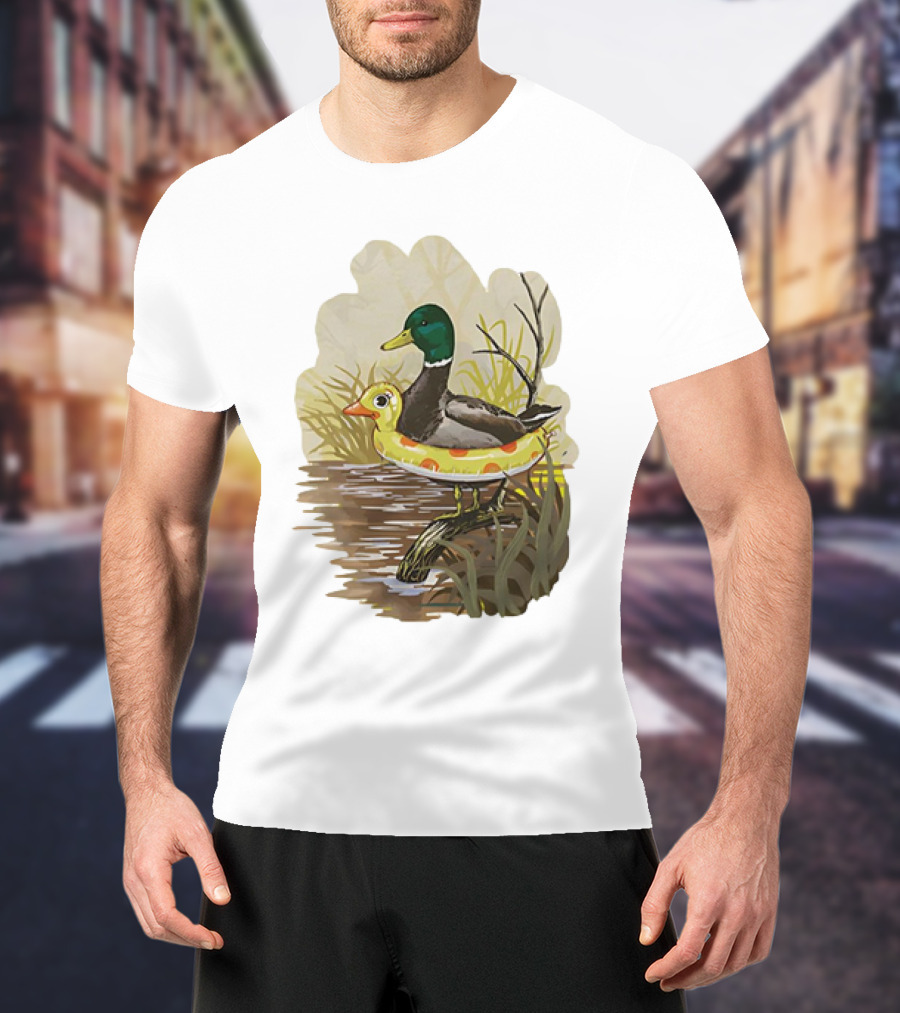 Duck In Training With Swim Ring By Pond T-Shirt