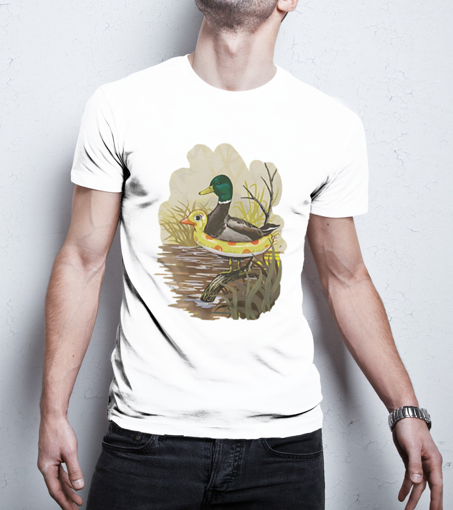 Duck In Training With Swim Ring By Pond T-Shirt