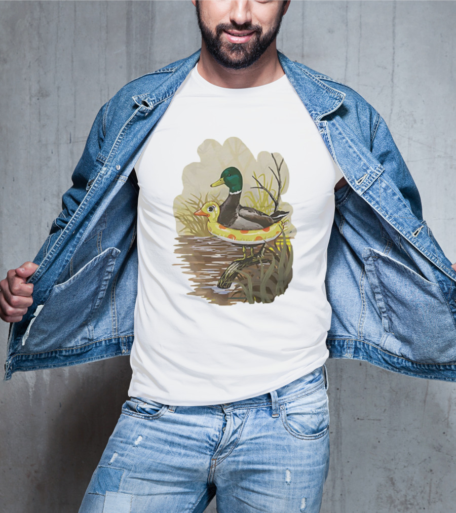 Duck In Training With Swim Ring By Pond T-Shirt