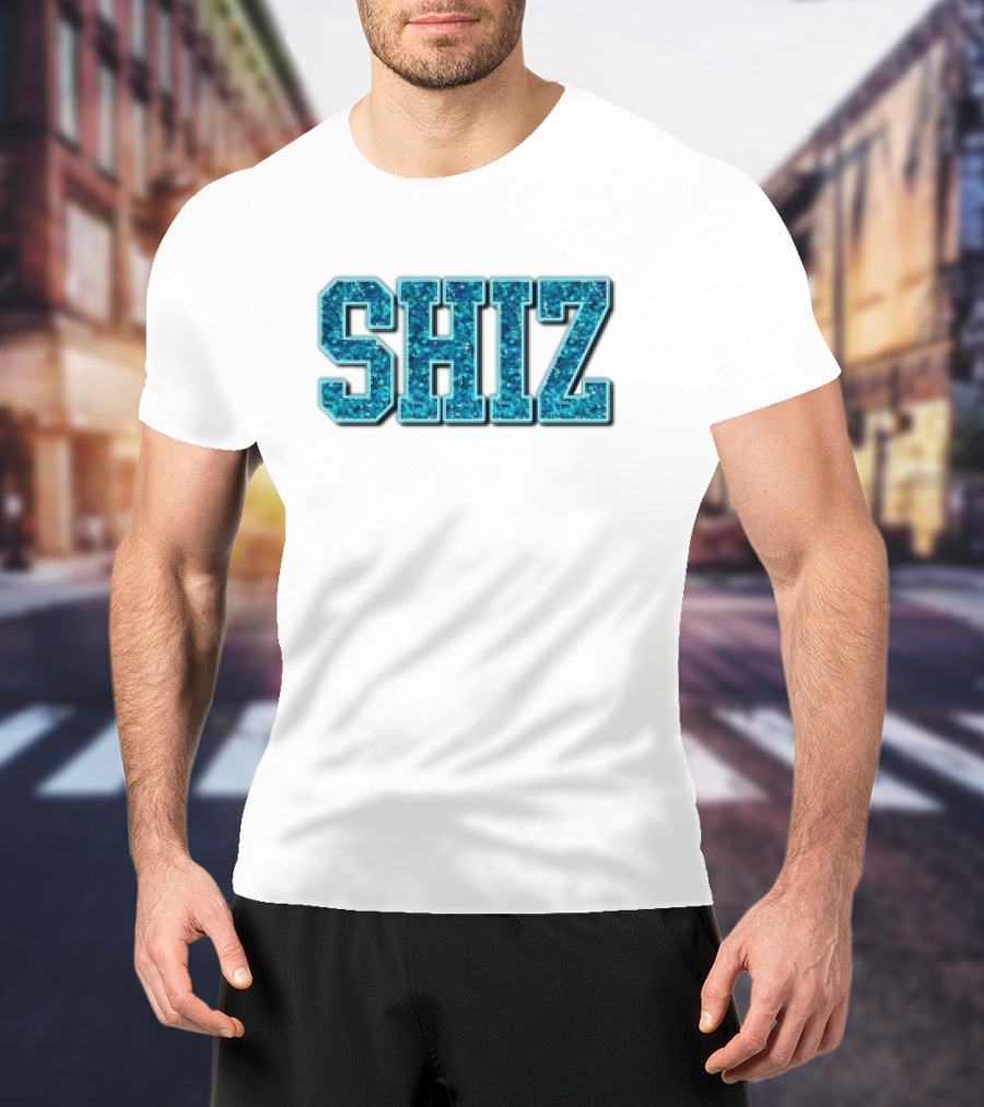SHIZ Glitter Bold Blue Text T-Shirt