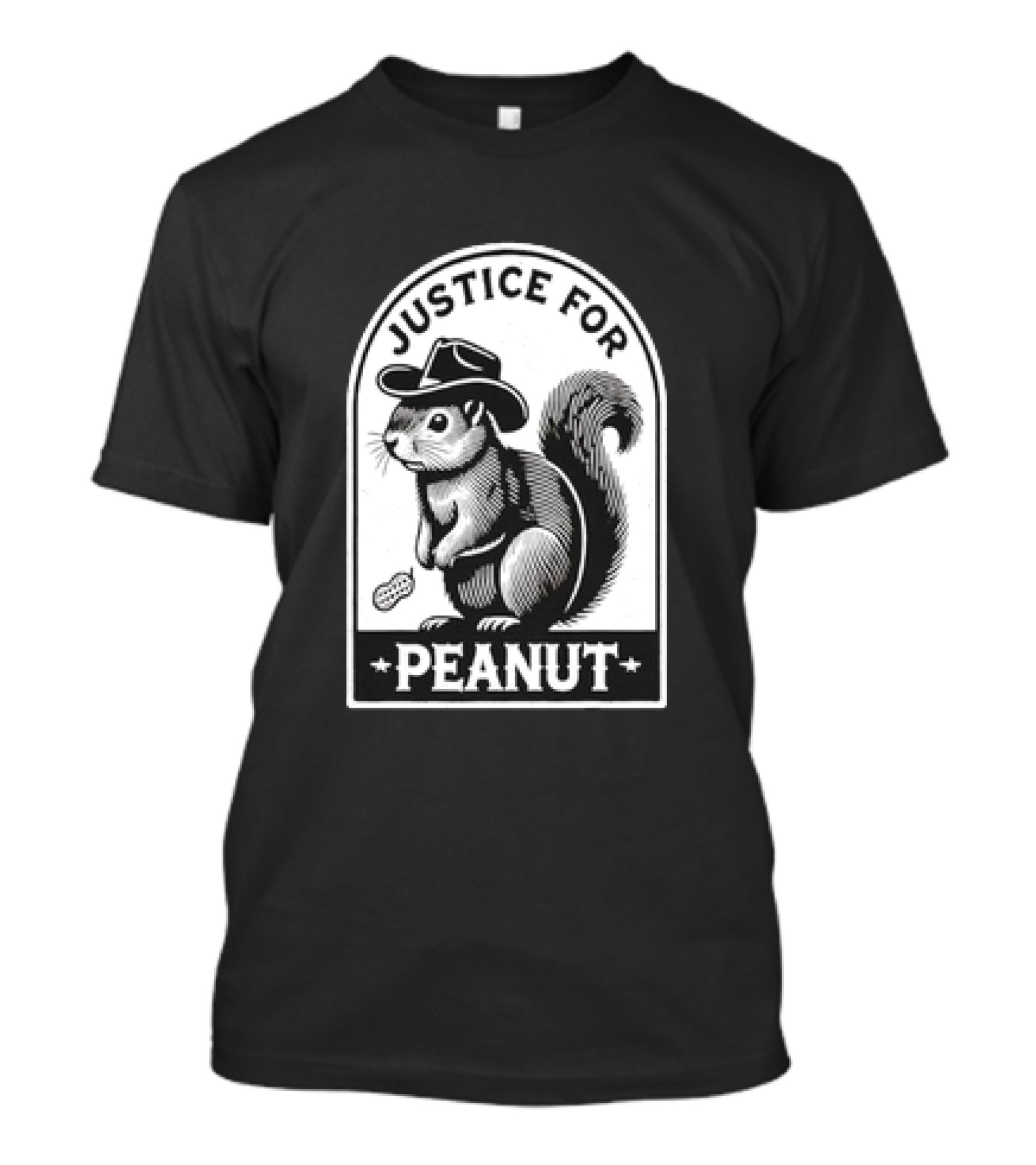 Justice For Peanut The Squirrel Funny Wanted Peanut Squirrel Retro Cowboy Hat T-Shirt