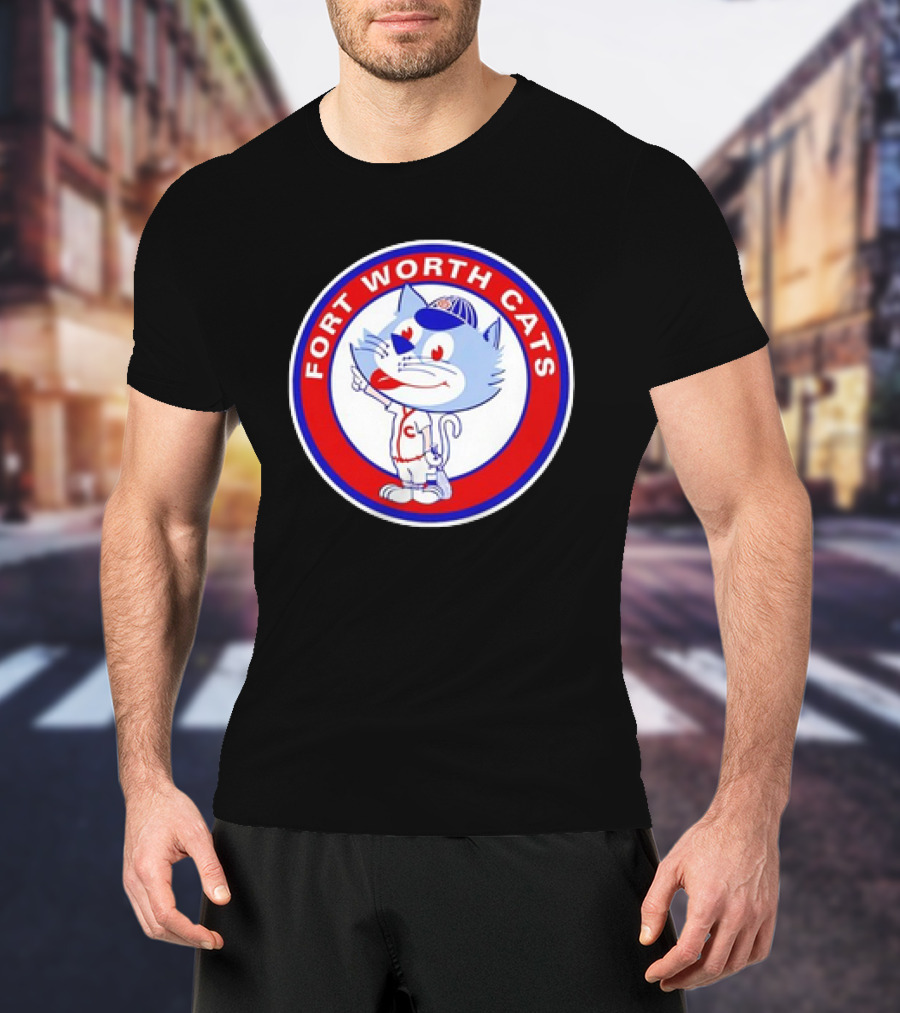 Fort Worth Cats Circle Logo Cartoon Baseball Character Hometown Collection '47 T-Shirt