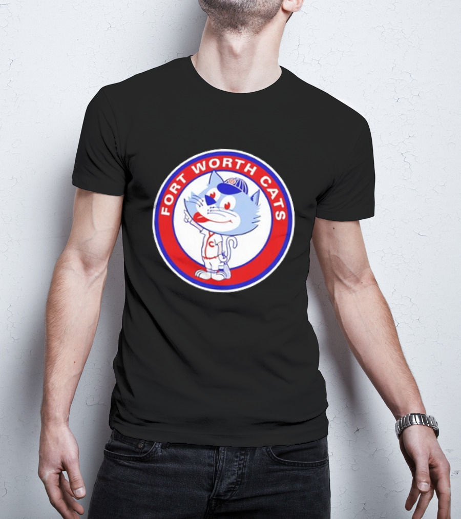 Fort Worth Cats Circle Logo Cartoon Baseball Character Hometown Collection '47 T-Shirt