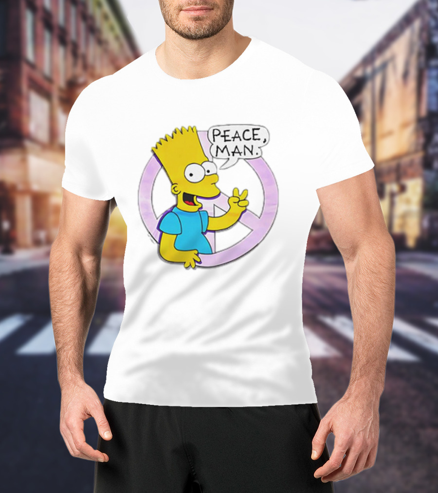 Bart Simpson Peace Man Vintage Iconic Character T-Shirt