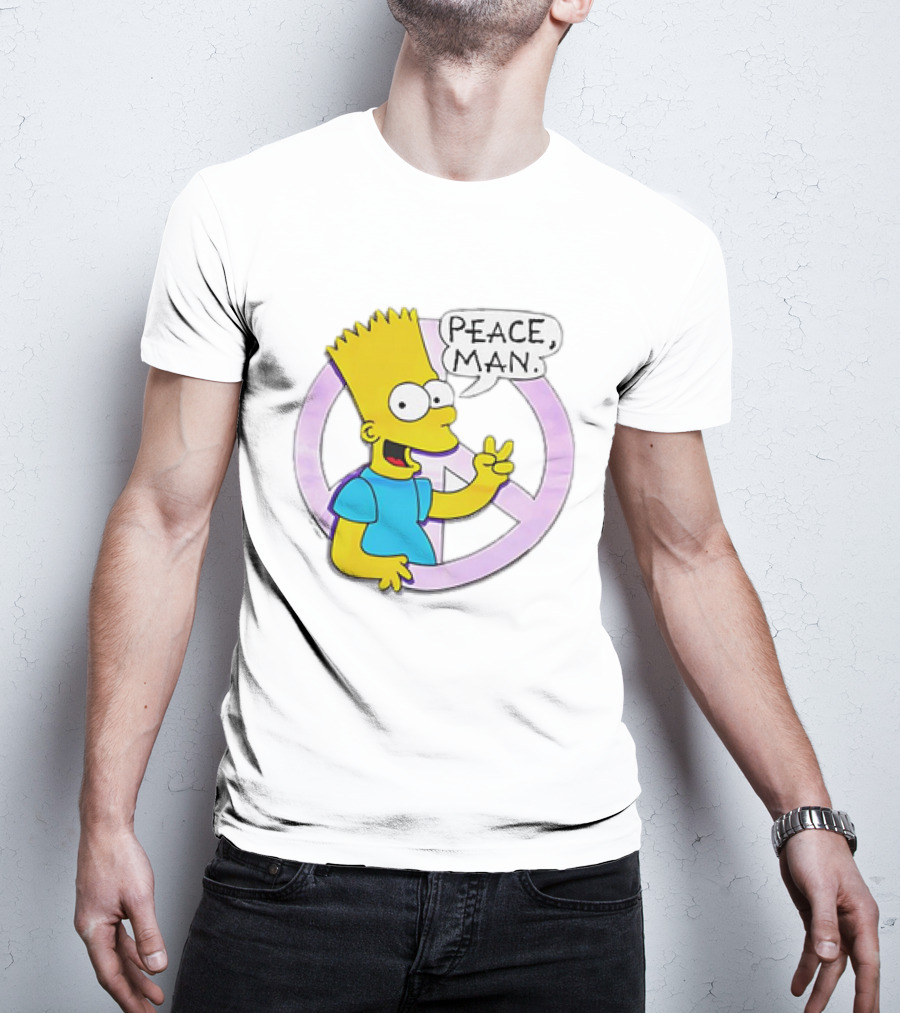 Bart Simpson Peace Man Vintage Iconic Character T-Shirt