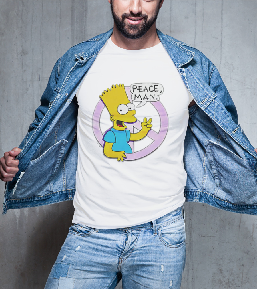 Bart Simpson Peace Man Vintage Iconic Character T-Shirt