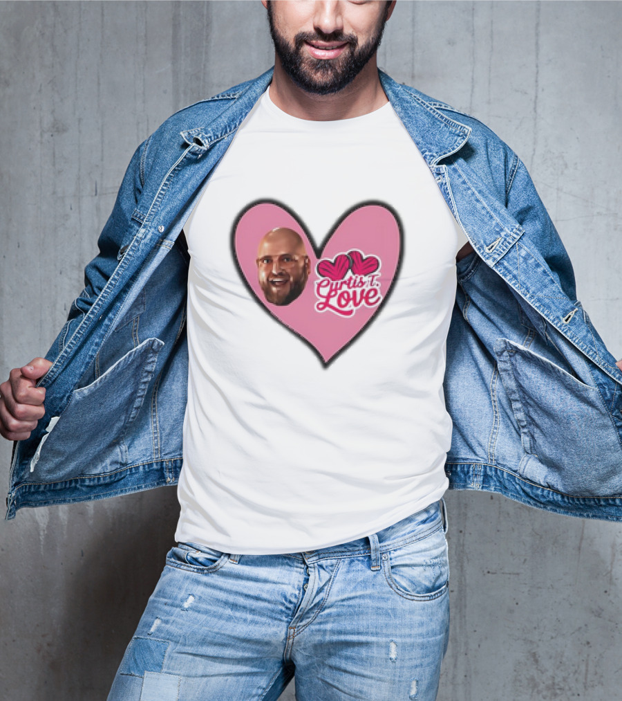 Curtis T Love Heart With Curtis Love Face And Pink Heart T-Shirt