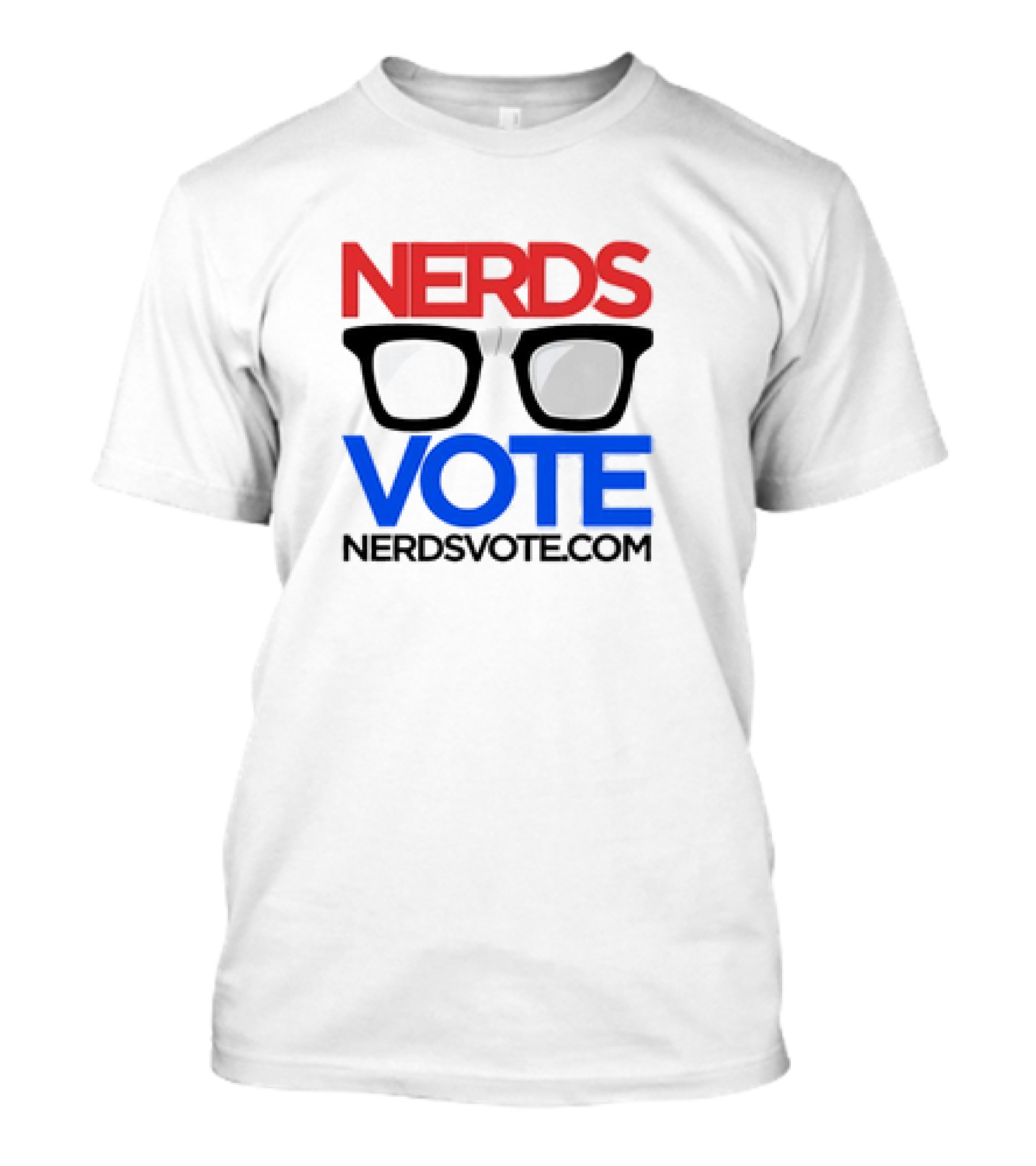 NERDSVOTE Classic Nerdsvote.com Glasses Logo Red Blue T-Shirt