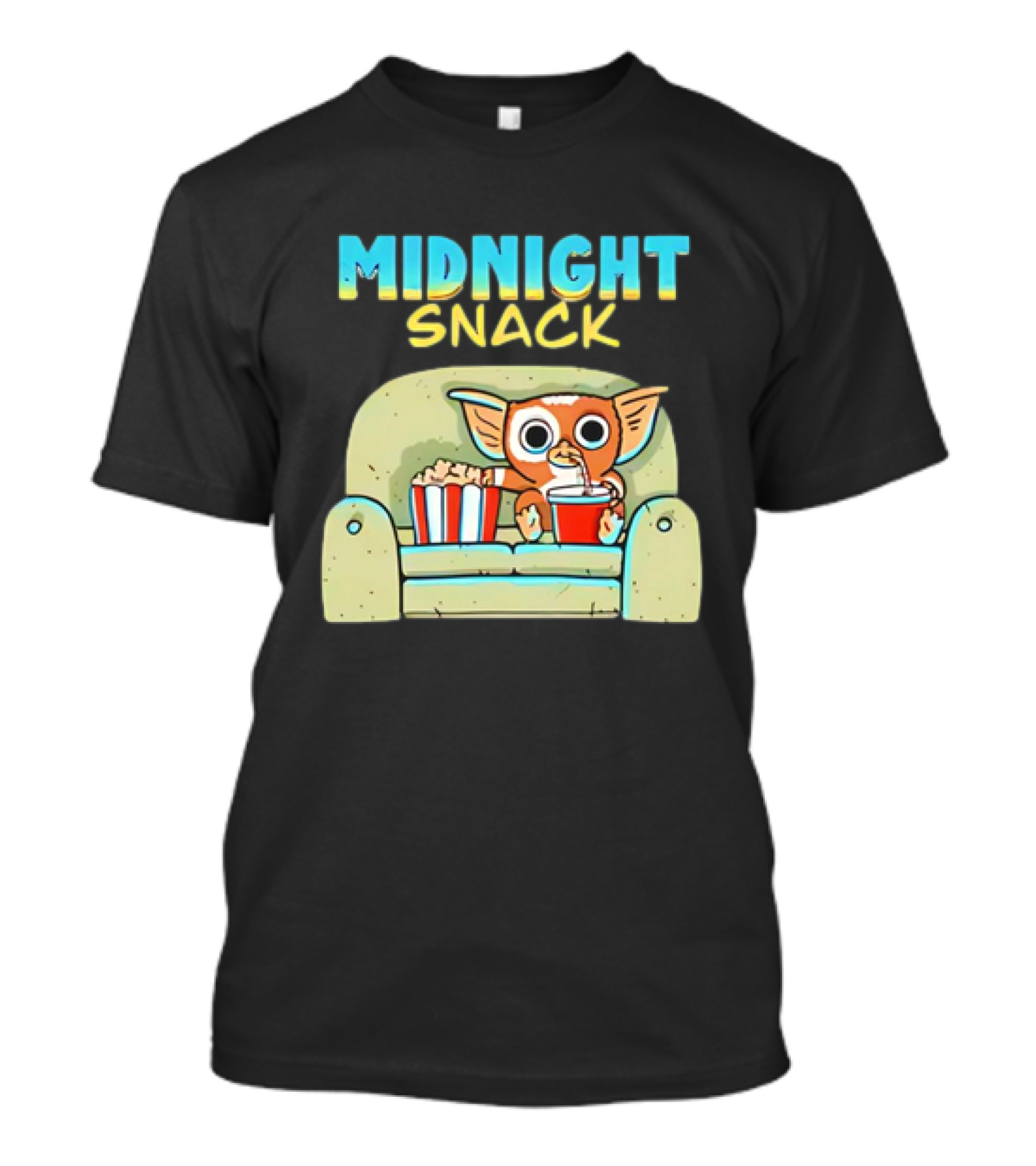 Midnight Snack Mogwai Relaxing On Couch With Popcorn And Soda T-Shirt