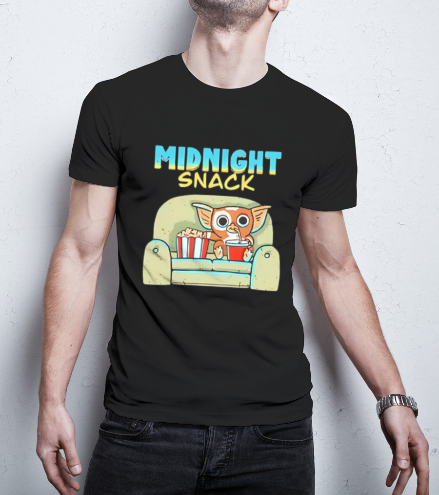 Midnight Snack Mogwai Relaxing On Couch With Popcorn And Soda T-Shirt