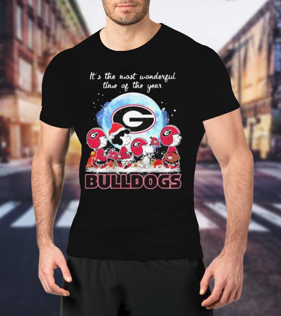 It's The Most Wonderful Time Of The Year Peanuts Characters Georgia Bulldogs T-Shirt