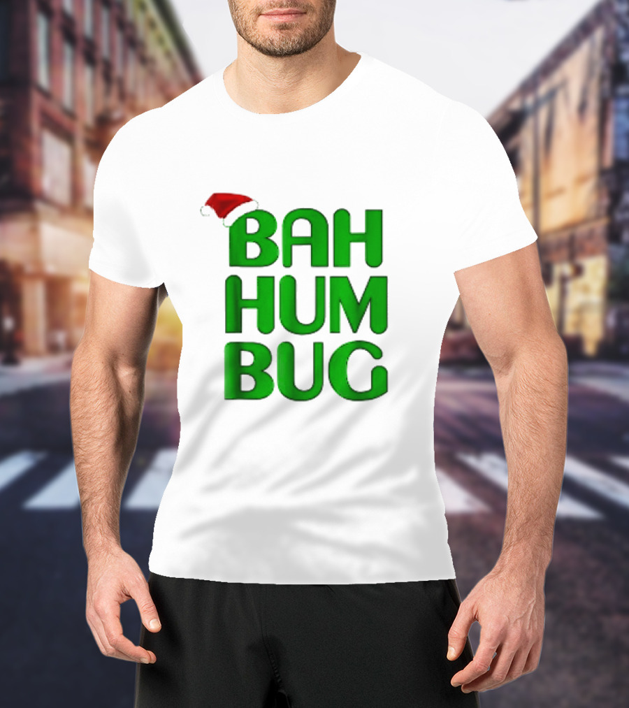 Bah Hum Bug Christmas Text With Santa Hat T-Shirt