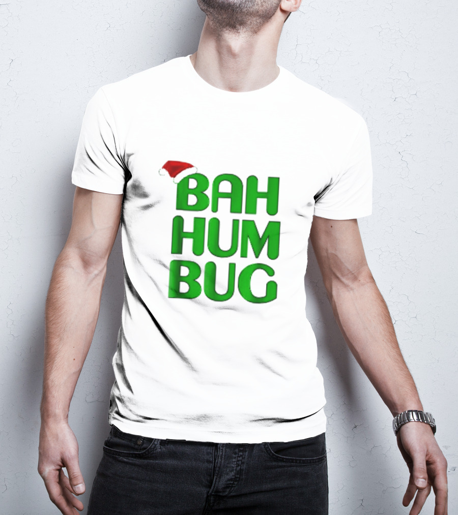 Bah Hum Bug Christmas Text With Santa Hat T-Shirt