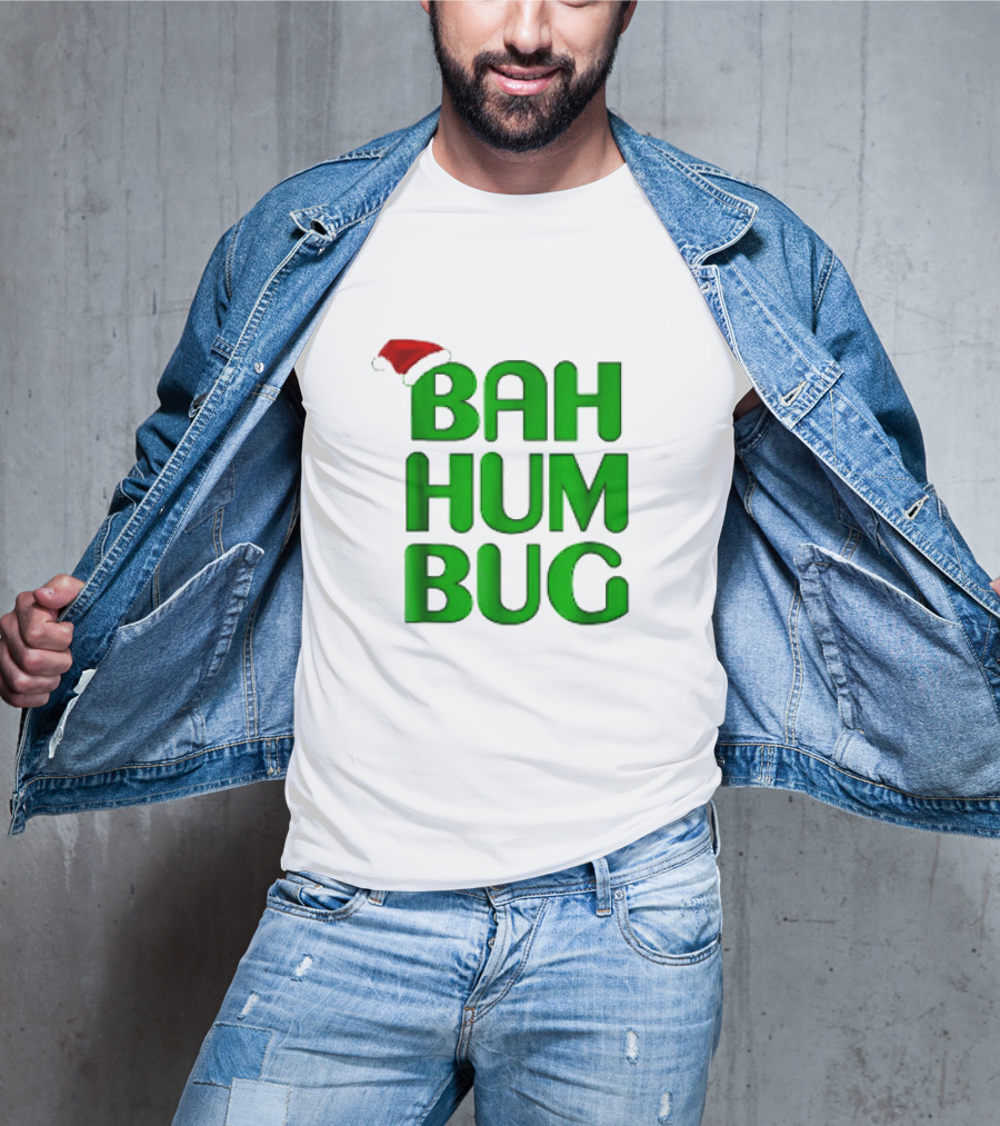 Bah Hum Bug Christmas Text With Santa Hat T-Shirt