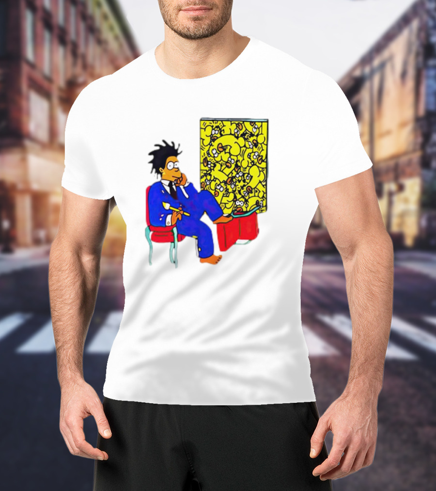 The Simpsons Jay-Z Cartoon Style Art With Basquiat Sitting On Red Chair T-Shirt