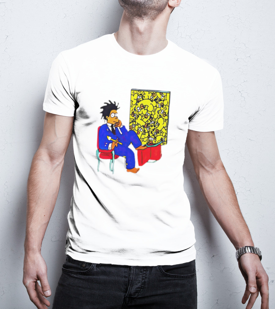 The Simpsons Jay-Z Cartoon Style Art With Basquiat Sitting On Red Chair T-Shirt