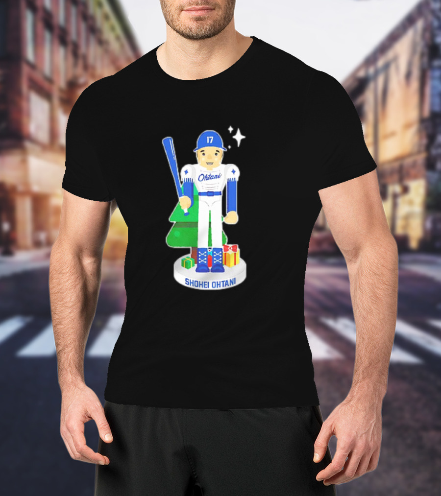 Shohei Ohtani Los Angeles Dodgers MLBPA Christmas Nutcracker With Tree And Gifts T-Shirt