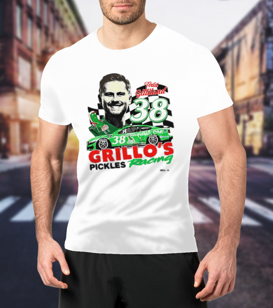 Todd Gilliland 38 Grillo's Pickles Racing Car Checkered Flag Sports T-Shirt