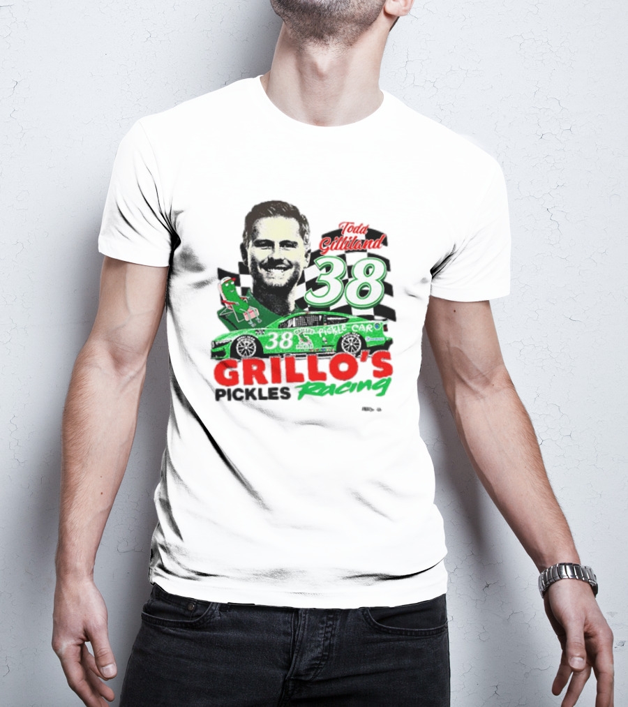 Todd Gilliland 38 Grillo's Pickles Racing Car Checkered Flag Sports T-Shirt