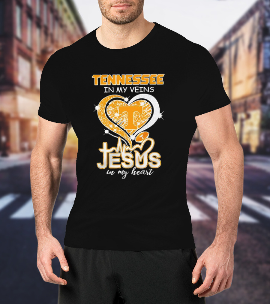 Tennessee In My Veins T Jesus In My Heart Vols Football T-Shirt