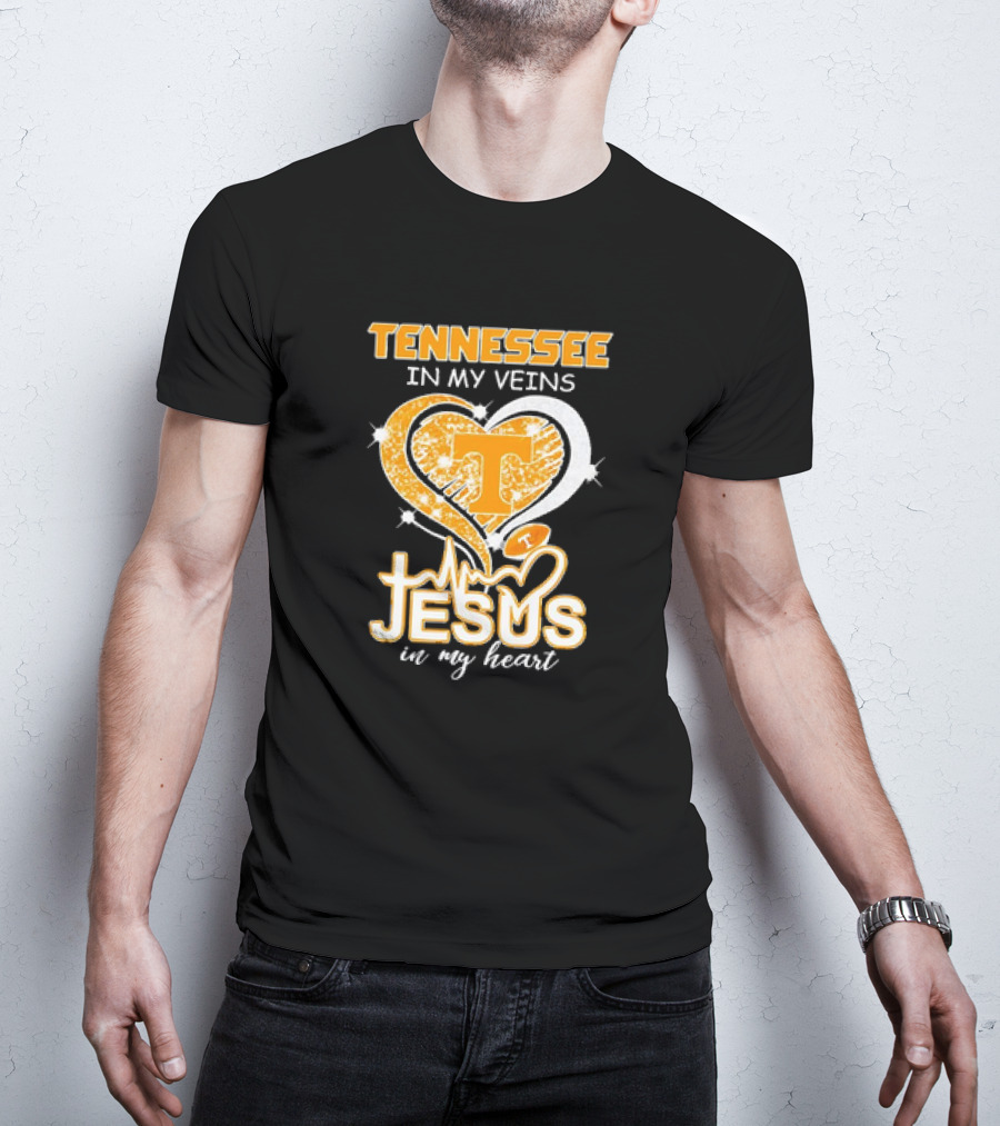 Tennessee In My Veins T Jesus In My Heart Vols Football T-Shirt