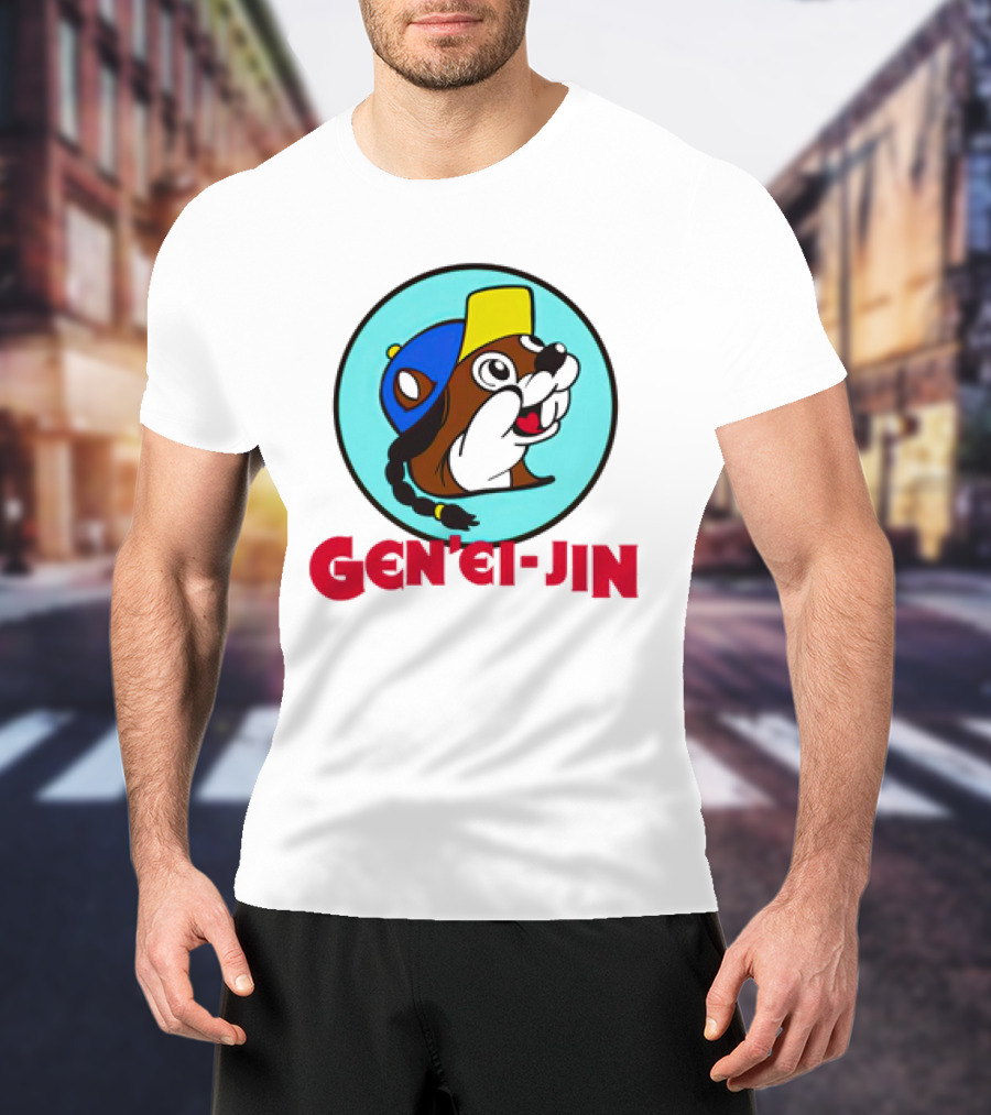 Buc-Ees Gen'ei-Jin Cap-Wearing Beaver Circle T-Shirt