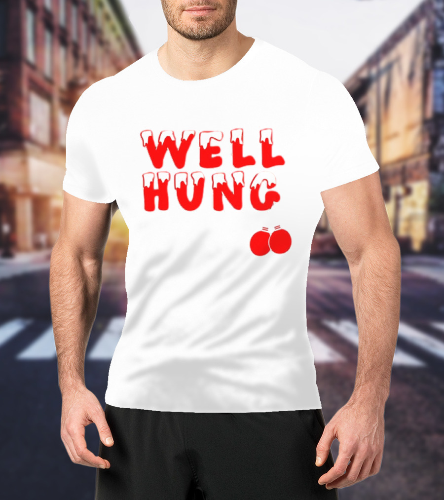 Well Hung Red Christmas Balls Snow-Capped Letters T-Shirt