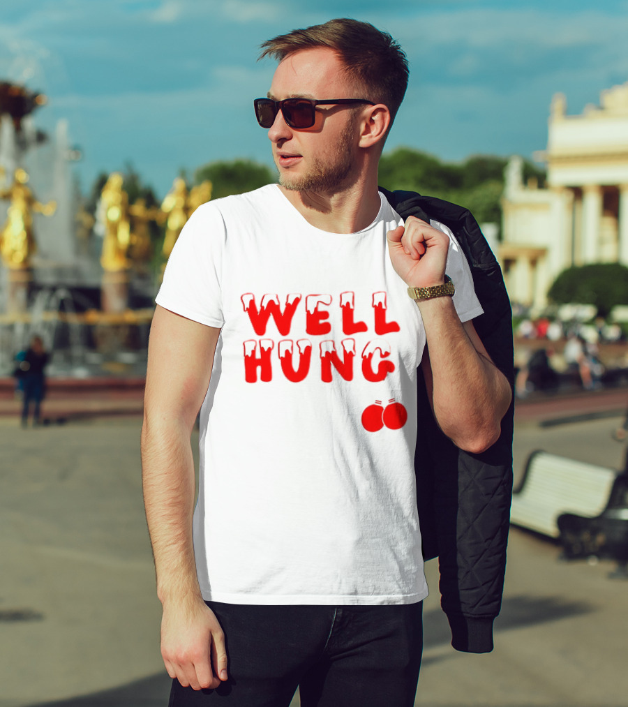 Well Hung Red Christmas Balls Snow-Capped Letters T-Shirt