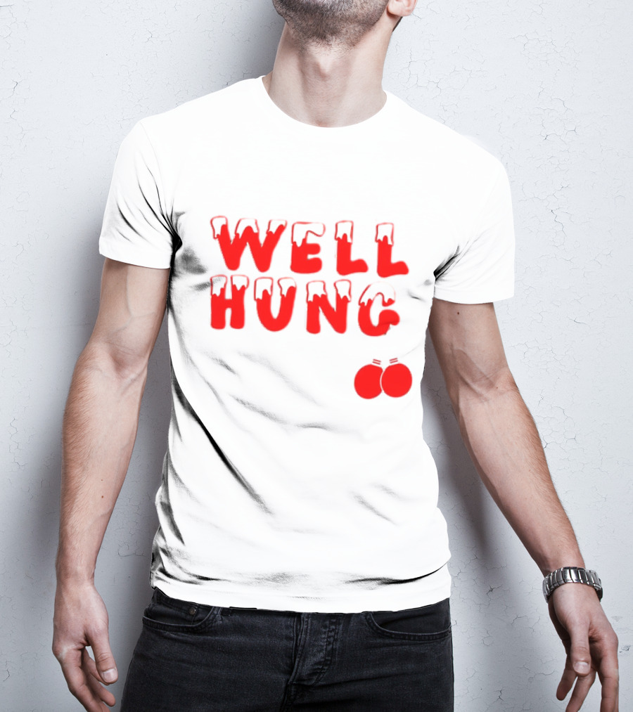 Well Hung Red Christmas Balls Snow-Capped Letters T-Shirt
