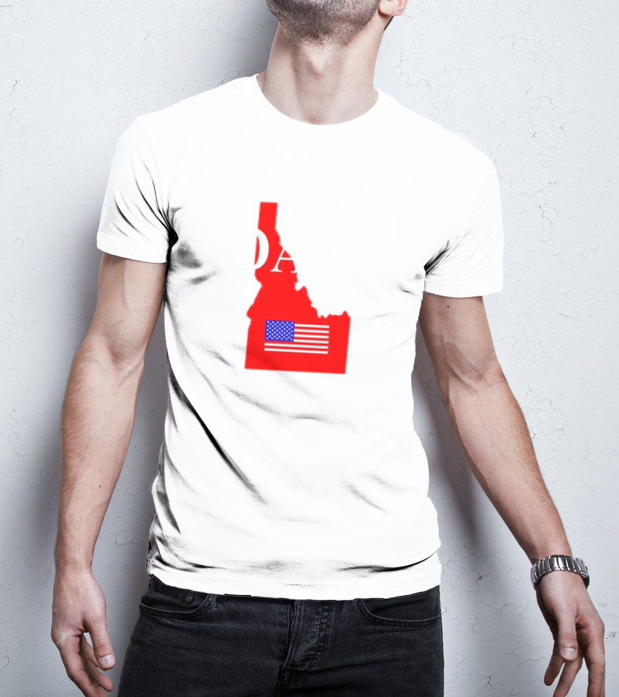 Don’t California My Idaho Red State Outline With American Flag T-Shirt